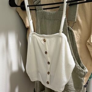 White Buttoned Crop Top